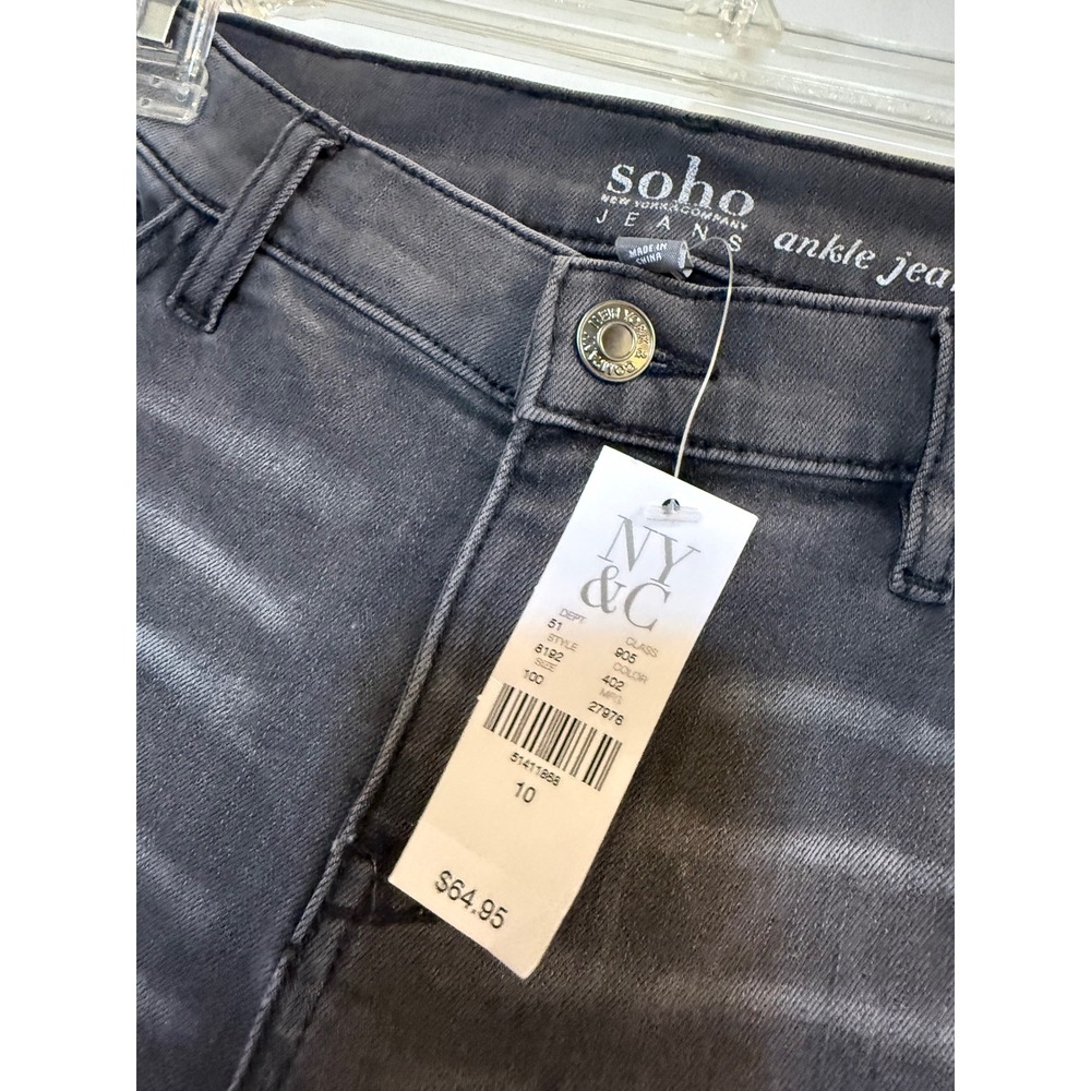 New York & Company SOHO Jeans Ankle Legging Faded Black Raw Hem Size 10 NWT - Picture 7 of 7